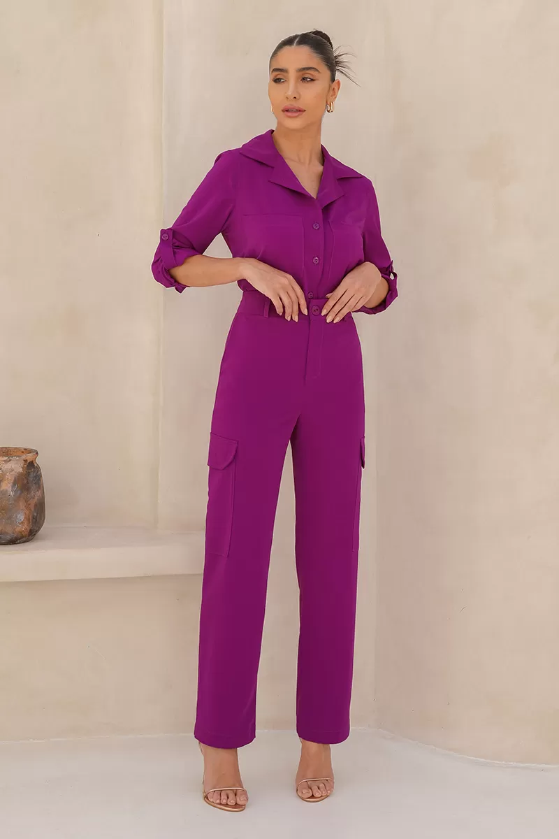 Dot Clothing - Conjunto Dot Clothing Aline Alfaiataria Fúcsia - 2448FUCSIA