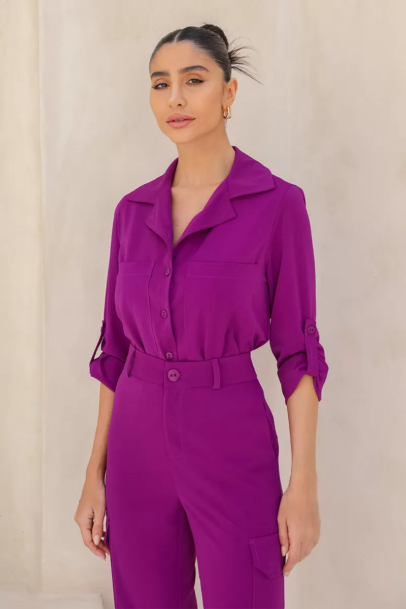 Dot Clothing - Conjunto Dot Clothing Aline Alfaiataria Fúcsia - 2448FUCSIA