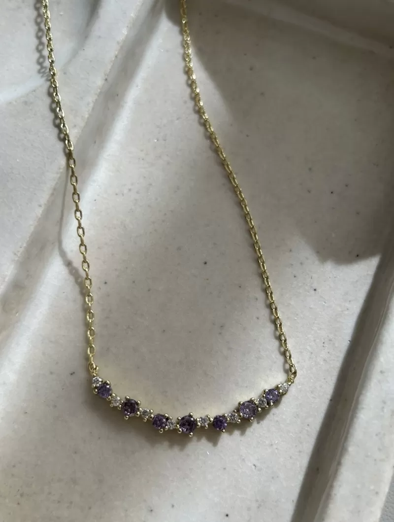 Mikabe - Colar Delicado Zircônia Cor Ametista - MK1816