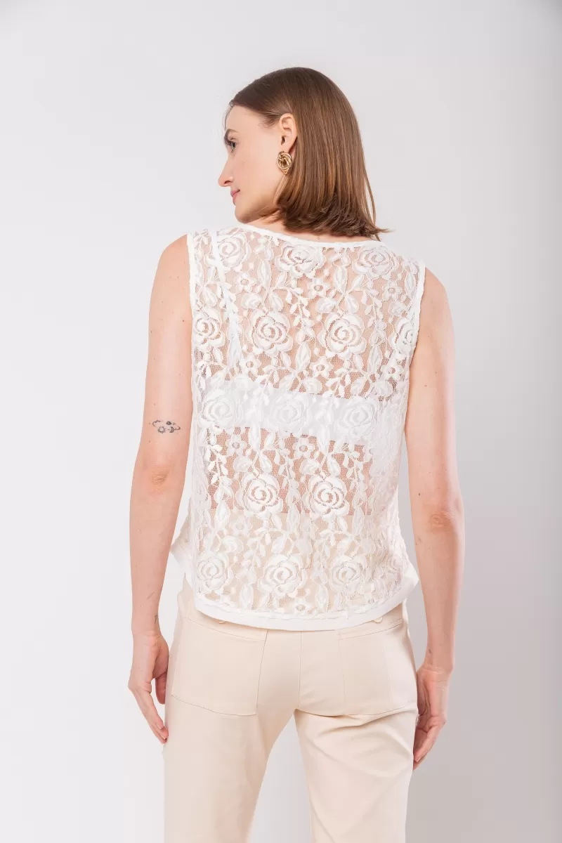 Hidrogênio - OFF WHITE LACE U-NECK TANK TOP - 20090018