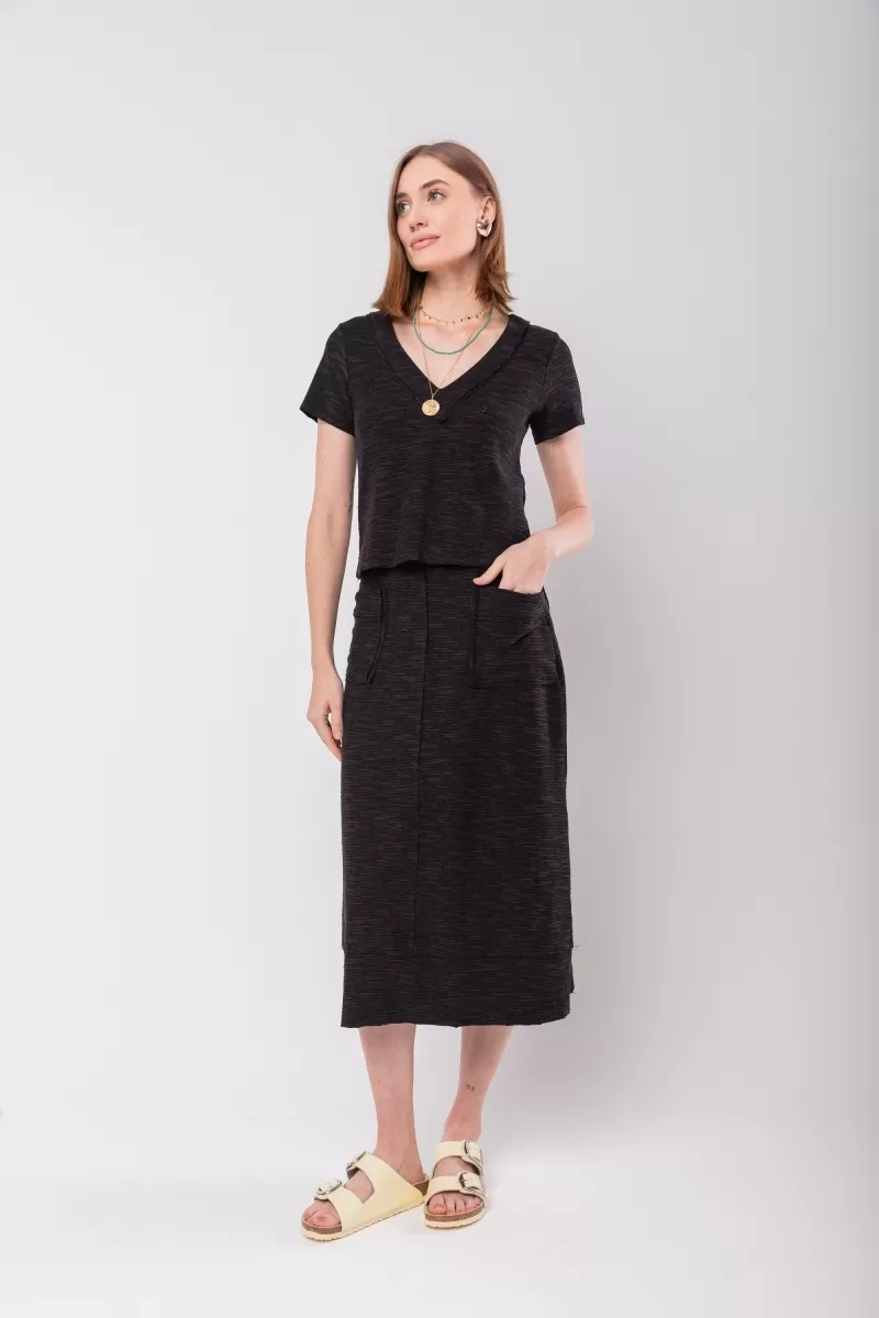 Hidrogênio - COS MIDI SKIRT WITH ELASTIC BAND AND BLACK THREAD POCKETS - 20130001