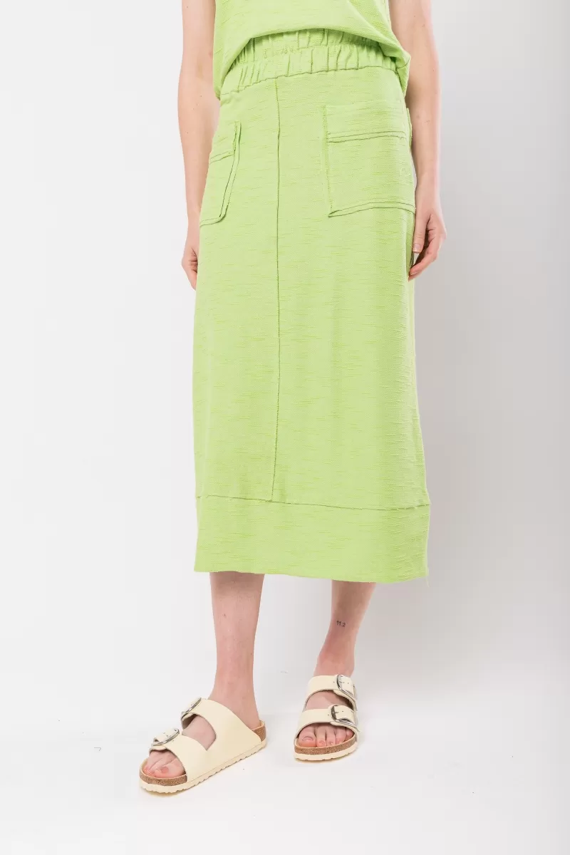 Hidrogênio - LIGHT GREEN COS MIDI SKIRT WITH ELASTIC BAND AND THREAD POCKETS - 20130462