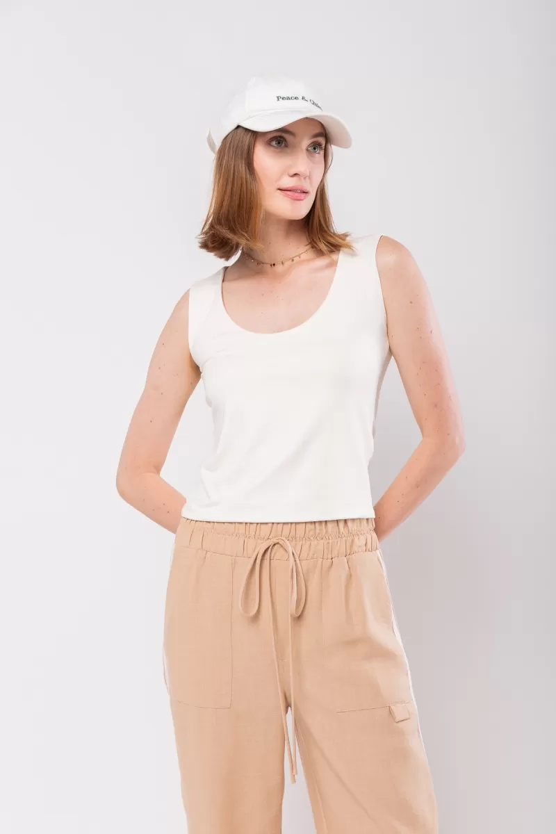 Hidrogênio - OFF WHITE DOUBLE FRONT WIDE STRAP TANK TOP - 20062018