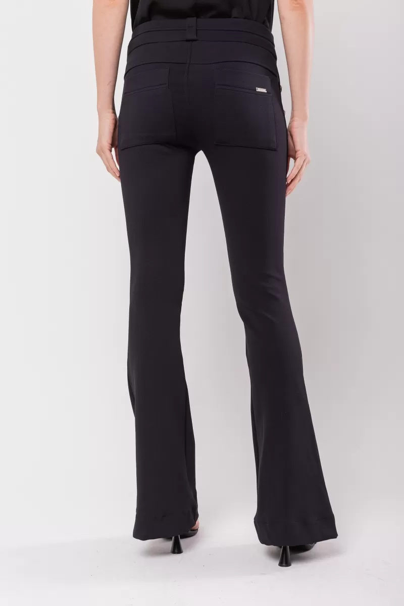 Hidrogênio - CAROL BLACK FLARE PANTS WITH POCKETS AND BUTTONS - 20121001