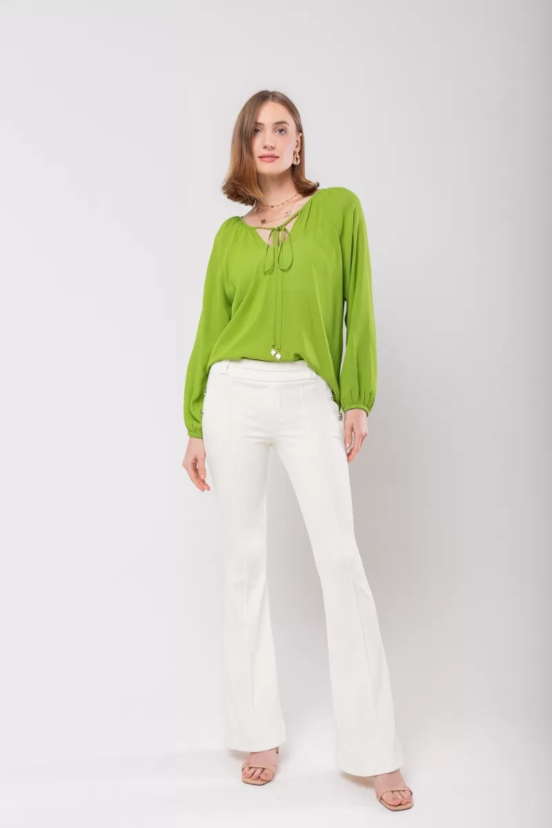 Hidrogênio - CAROL OFF WHITE FLARE PANTS WITH POCKETS AND BUTTONS - 20121018