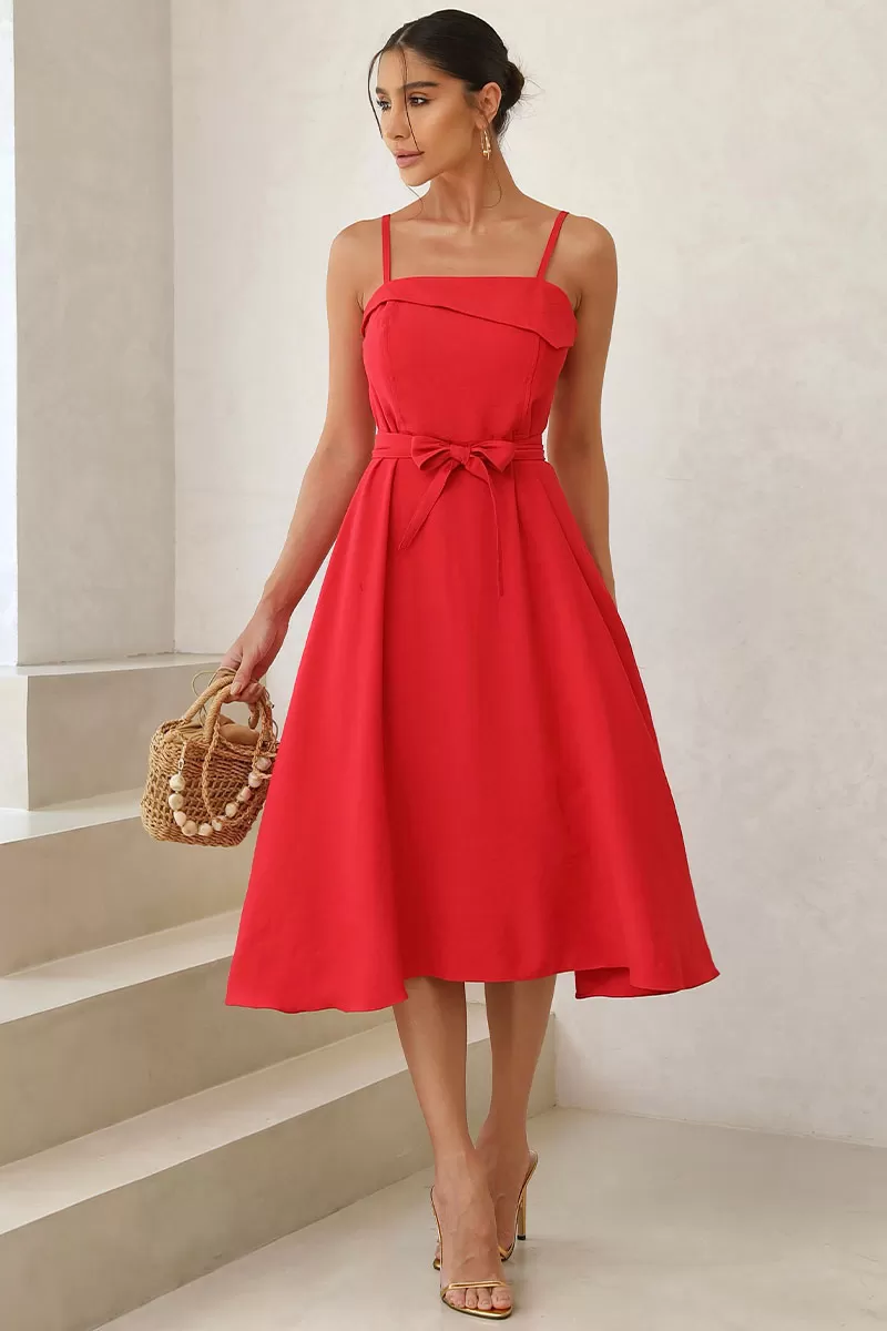 Miss Misses - Iara Halter Dress with side pockets red - 54363024