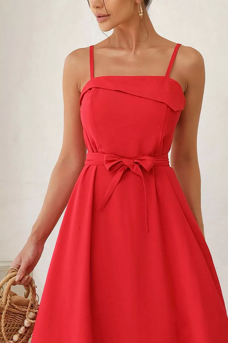 Miss Misses - Iara Halter Dress with side pockets red - 54363024