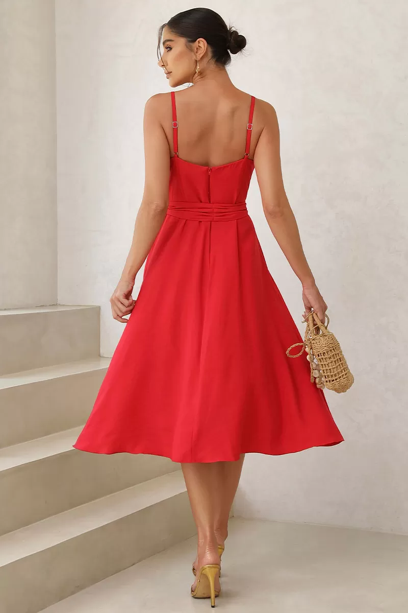 Miss Misses - Iara Halter Dress with side pockets red - 54363024