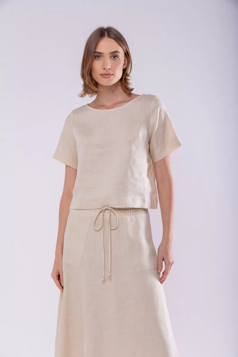Hidrogênio - BLUSA CROPPED 100% LINHO CREME - 19801016