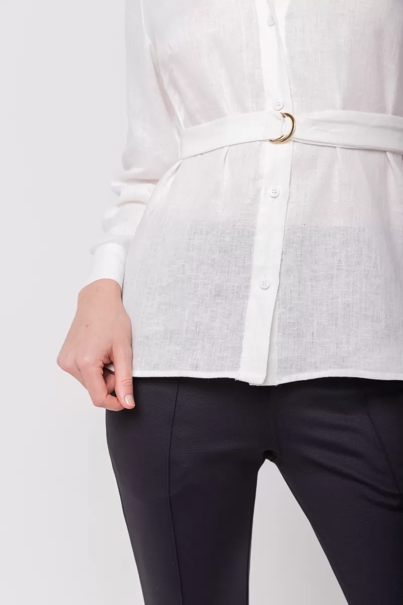 Hidrogênio - CAMISA DE LINHO 100% C/ CINTO OFF WHITE - 20021018