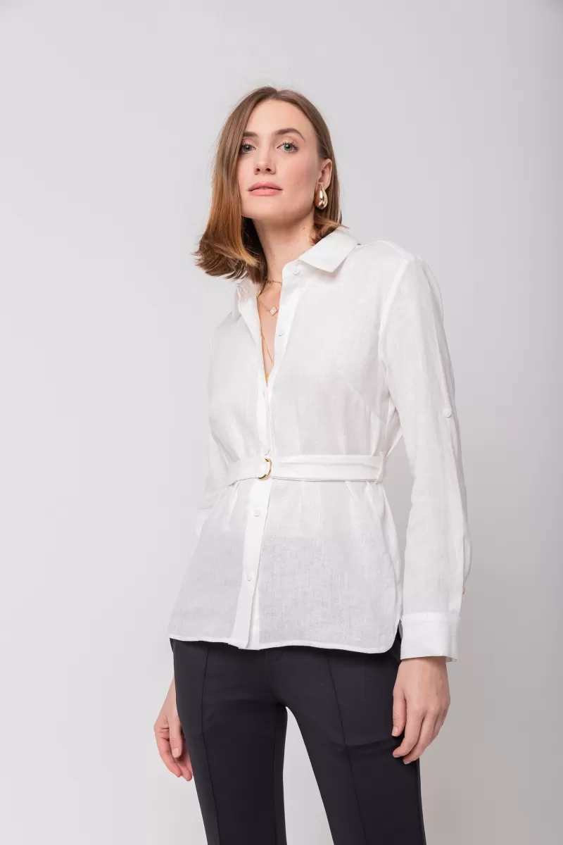 Hidrogênio - CAMISA DE LINHO 100% C/ CINTO OFF WHITE - 20021018
