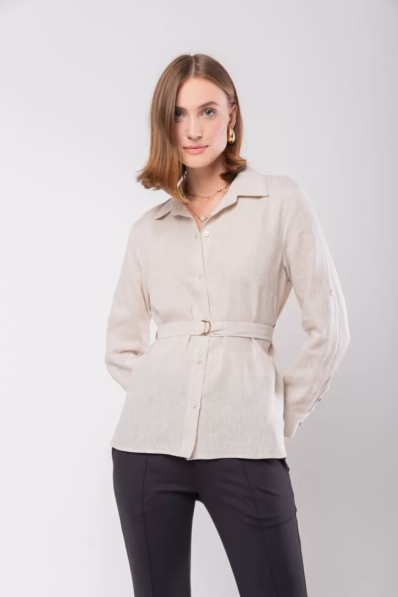 Hidrogênio - CAMISA DE LINHO 100% C/ CINTO NATURAL - 20021182
