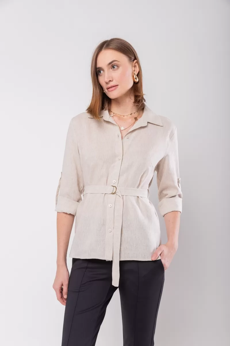 Hidrogênio - CAMISA DE LINHO 100% C/ CINTO NATURAL - 20021182