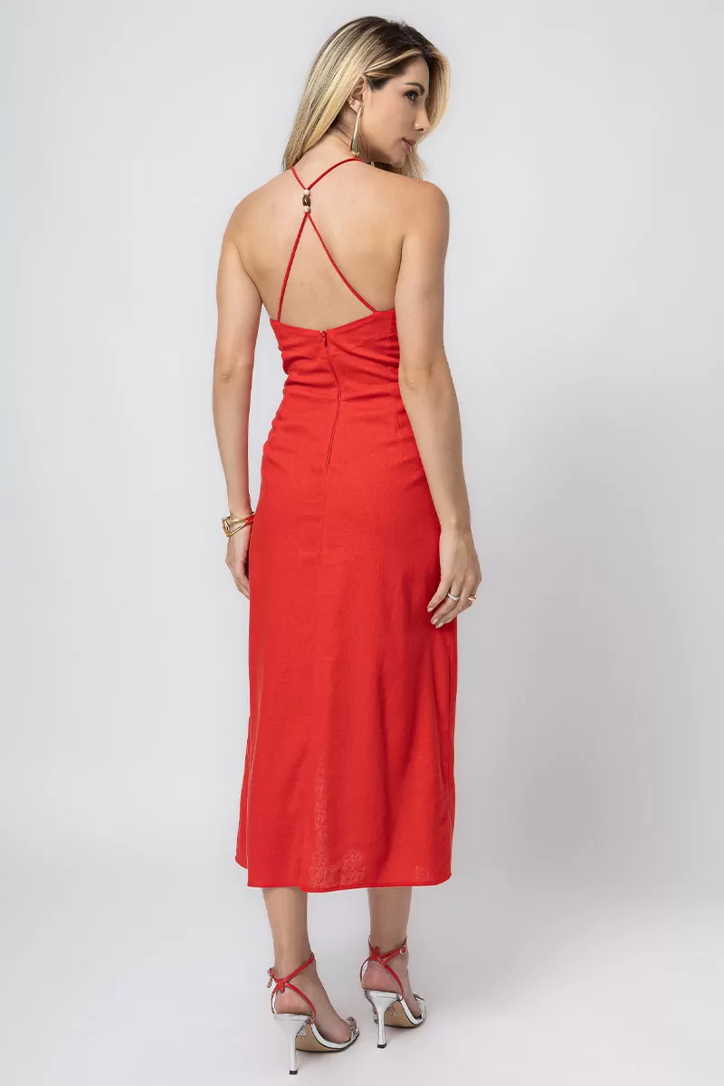 Miss Misses - Vestido Miss Misses Paula Linho Vermelho - 54370VERM