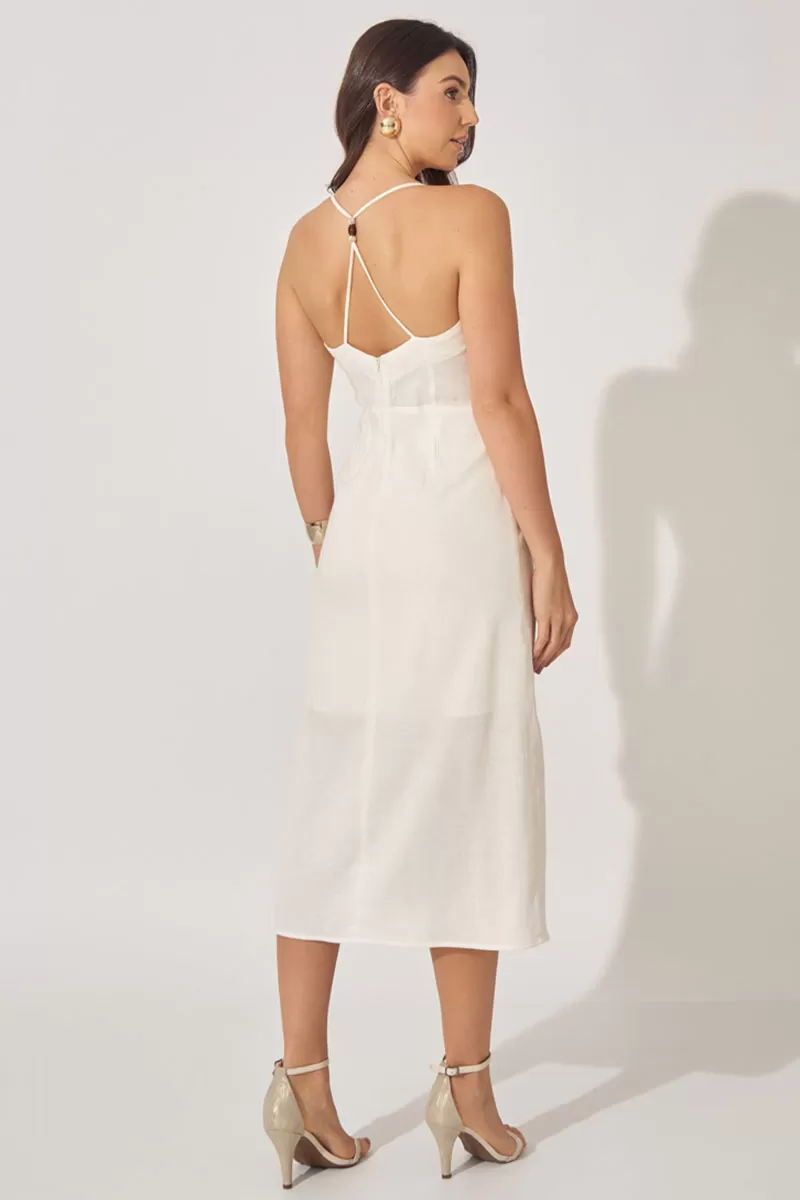 Miss Misses - Vestido Miss Misses Paula Linho Off White - 54370OFF