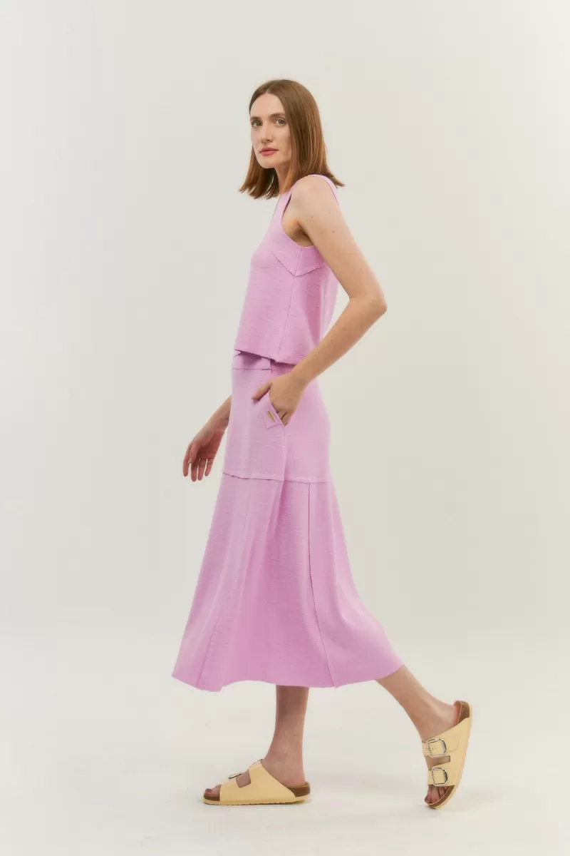 Hidrogênio - RED BLACK THREADS MIDI FLARE SKIRT - 19805555