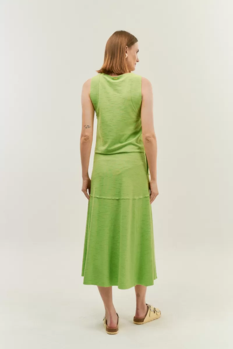 Hidrogênio - LIGHT GREEN EVASE MIDI THREAD SKIRT - 19805462
