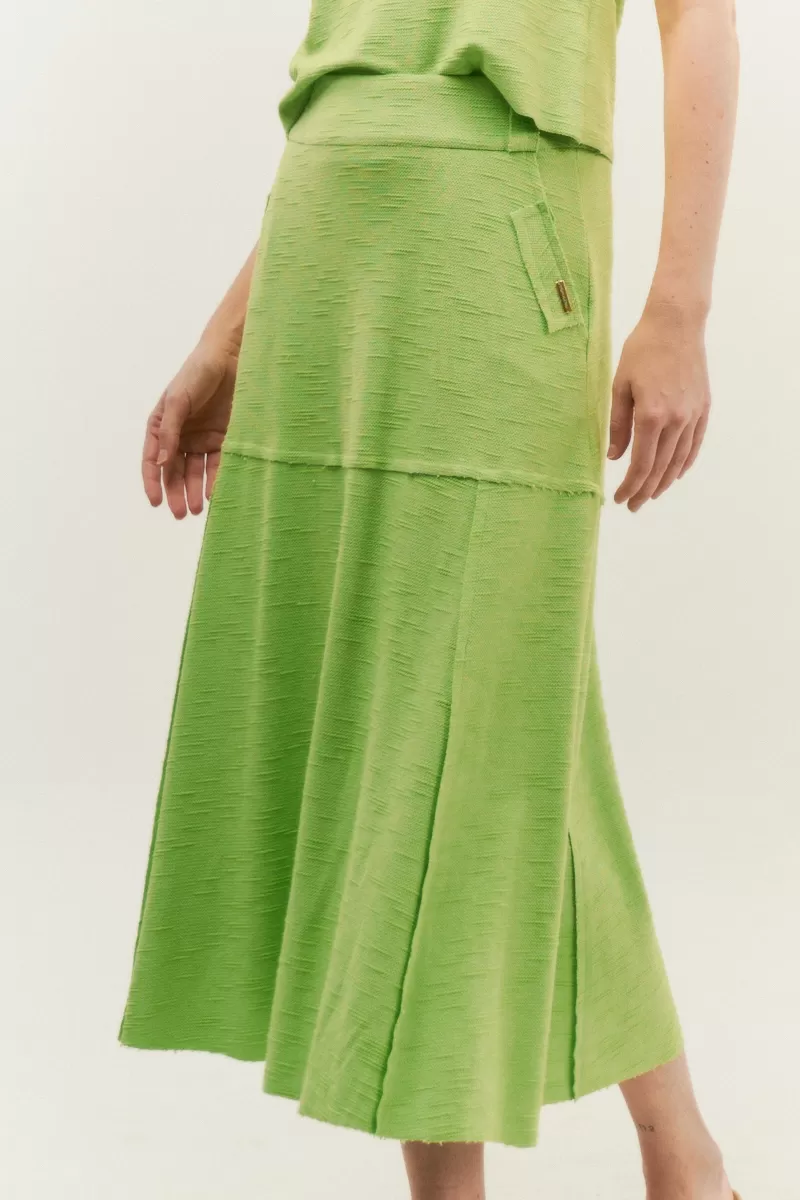 Hidrogênio - LIGHT GREEN EVASE MIDI THREAD SKIRT - 19805462