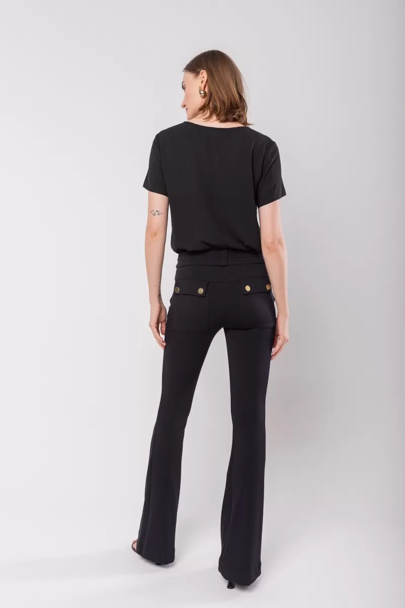 Hidrogênio - FLARE PANTS WITH FRONT PLEATS AND POCKETS DAYANE BLACK - 20630001