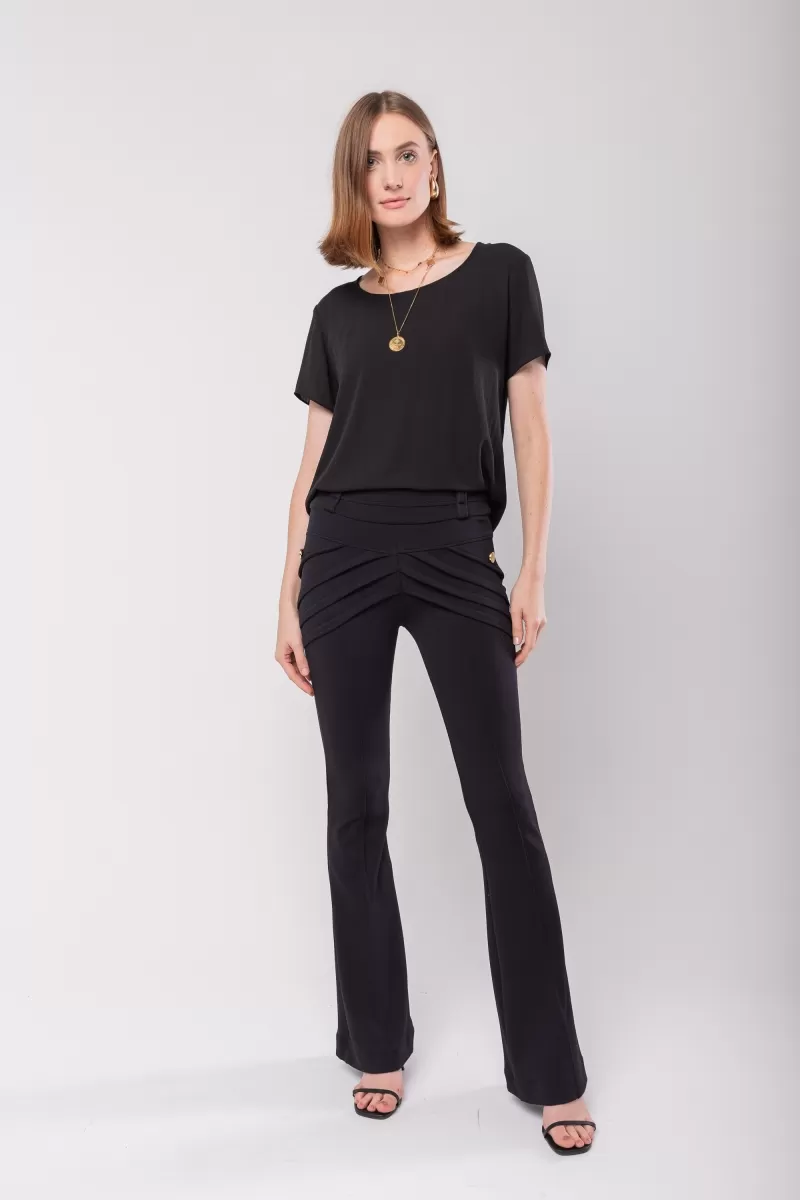 Hidrogênio - FLARE PANTS WITH FRONT PLEATS AND POCKETS DAYANE BLACK - 20630001