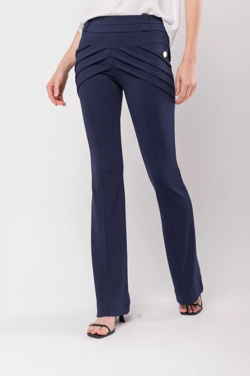 Hidrogênio - FLARE PANTS WITH FRONT PLEATS AND POCKETS DAYANE NAVY - 20630004