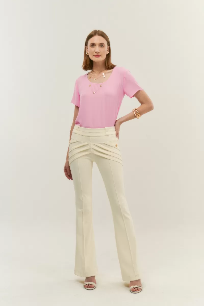 Hidrogênio - FLARE PANTS WITH FRONT PLEATS AND POCKETS DAYANE OFF WHITE - 20630018