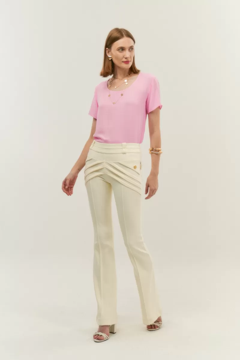 Hidrogênio - FLARE PANTS WITH FRONT PLEATS AND POCKETS DAYANE OFF WHITE - 20630018