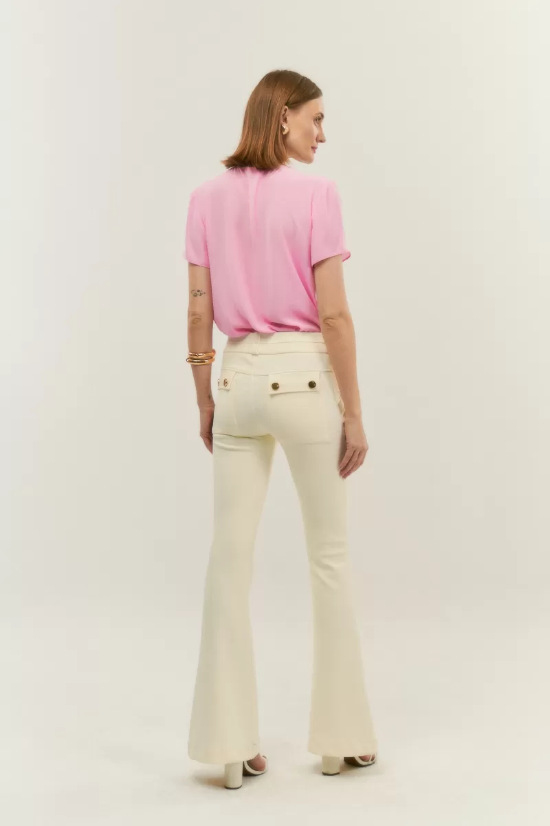 Hidrogênio - FLARE PANTS WITH FRONT PLEATS AND POCKETS DAYANE OFF WHITE - 20630018