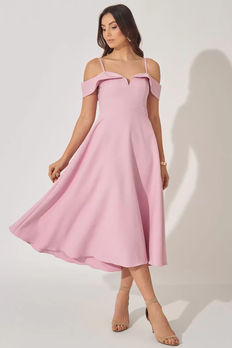 Miss Misses - Dress Miss Misses Midi workout wheeldo Flavia Shoulder to Shoulder Pink - 54294ROSA