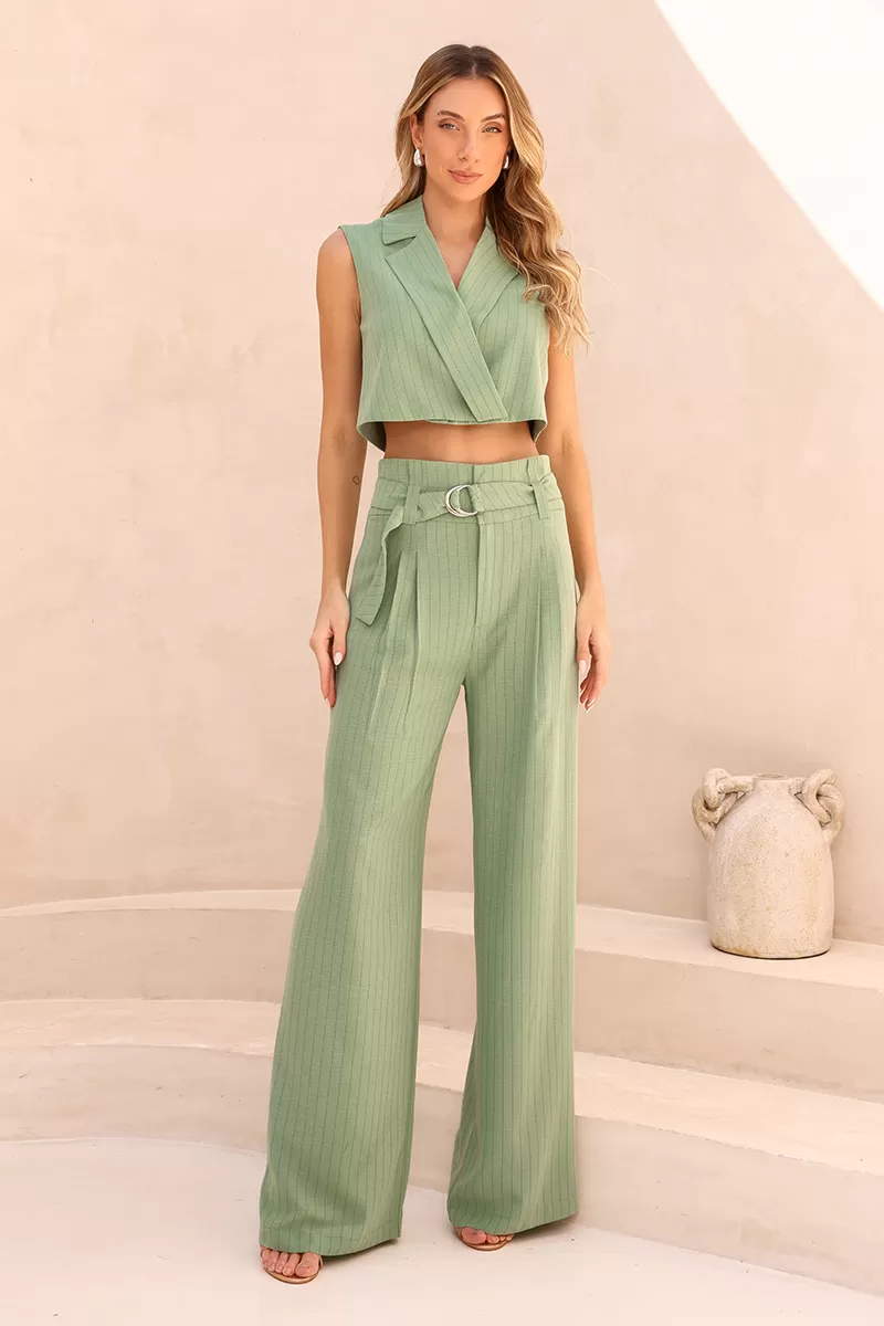 Dot Clothing - Conjunto Dot Clothing Fernanda Risca de Giz Verde - 2456VERDE