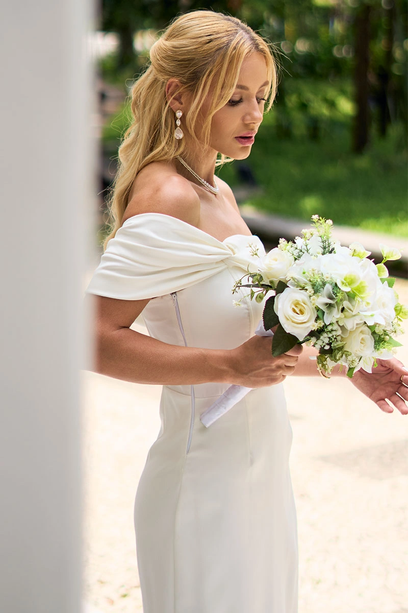 Miss Misses - Miss Misses MD TQC Dress with Asymmetrical Detail Off - 54343030