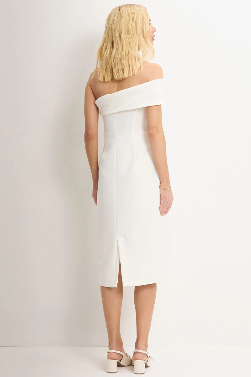 Miss Misses - Miss Misses MD TQC Dress with Asymmetrical Detail Off - 54343030