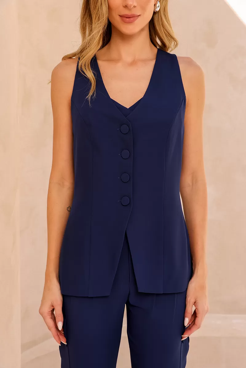 Dot Clothing - Colete Dot Clothing Luisa Alfaiataria Azul - 2451AZUL