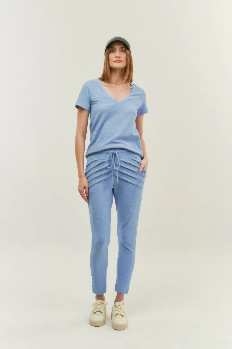 Hidrogênio - CALÇA MOLETOM JOGGER C/ PREGAS MARIANA AZUL BEBE - 18448111