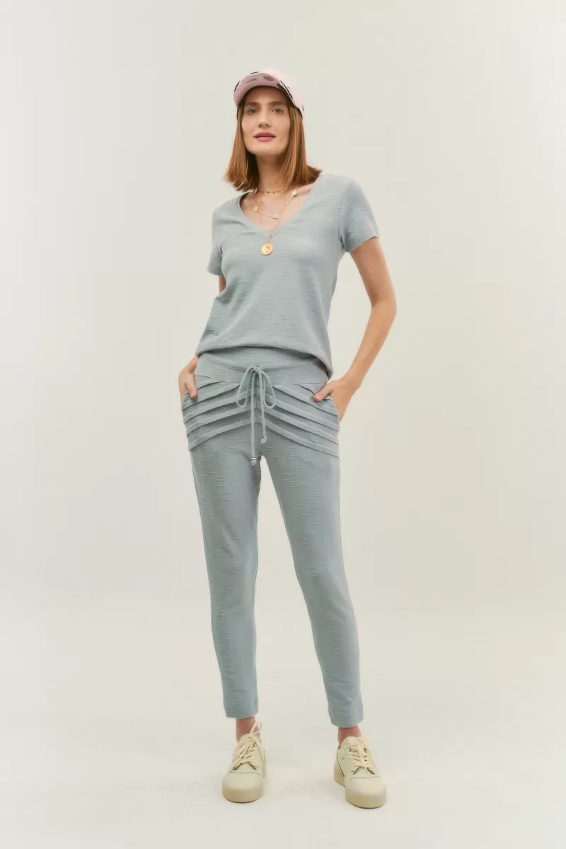 Hidrogênio - CALÇA MOLETOM JOGGER C/ PREGAS MARIANA CINZA CLARO - 18448077