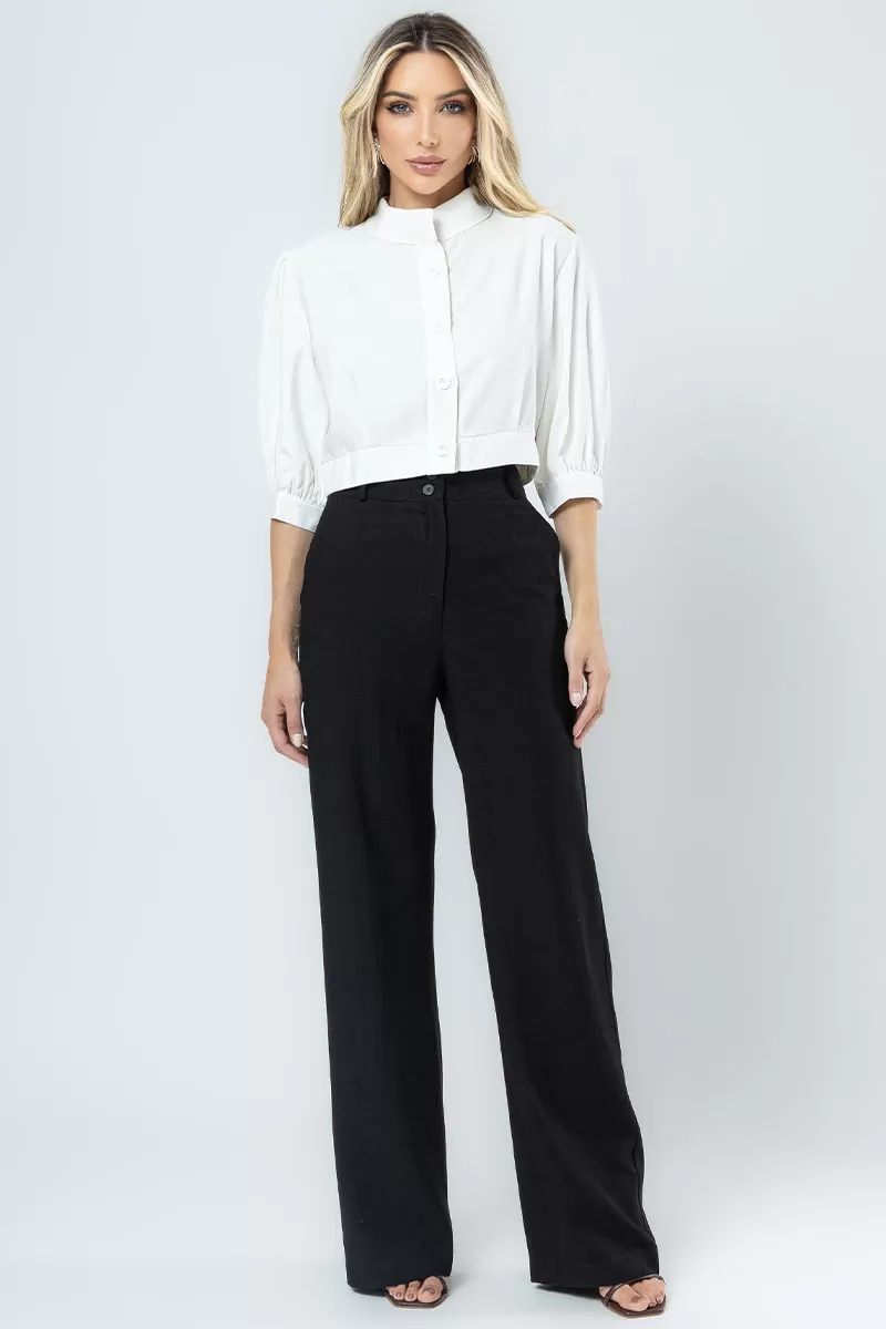 Miss Misses - Blusa Nathalia Manga Com botões Off White - 80561030