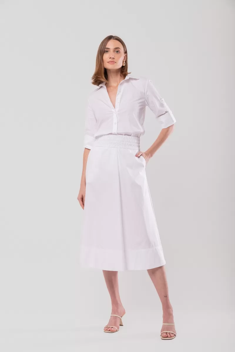 Hidrogênio - CAMISA ACINTURADA C/ MARTINGALE TRICOLINE C/ LYCRA BRANCO - 20128002