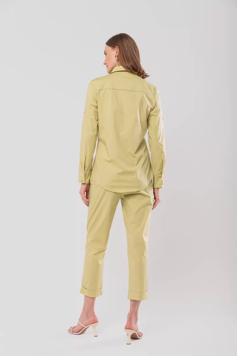 Hidrogênio - CINCHED SHIRT WITH MARTINGALE TRICOLINE WITH WILLOW GREEN LYCRA - 20128557