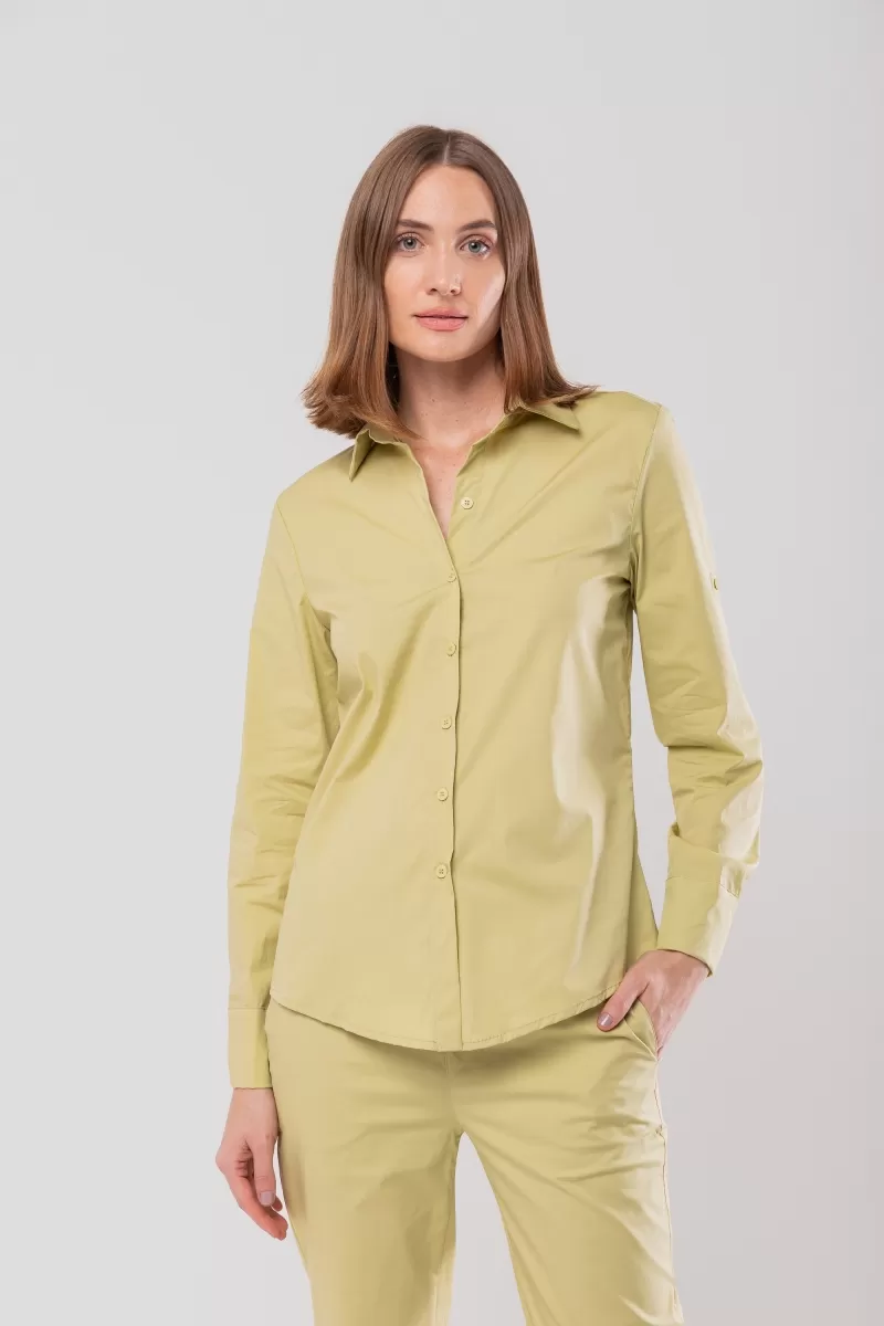 Hidrogênio - CINCHED SHIRT WITH MARTINGALE TRICOLINE WITH WILLOW GREEN LYCRA - 20128557