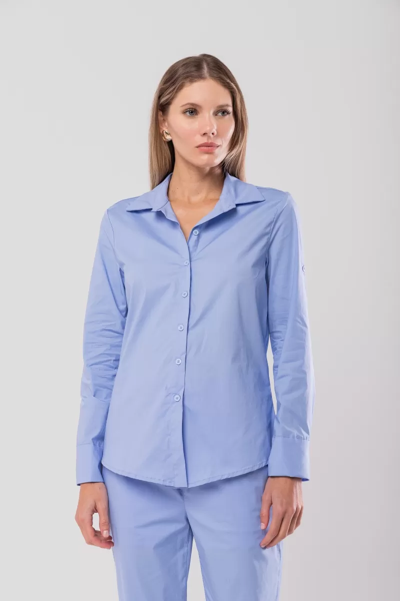 Hidrogênio - CINCHED SHIRT WITH MARTINGALE TRICOLINE WITH LYCRA BLUE HORTESIA - 20128556