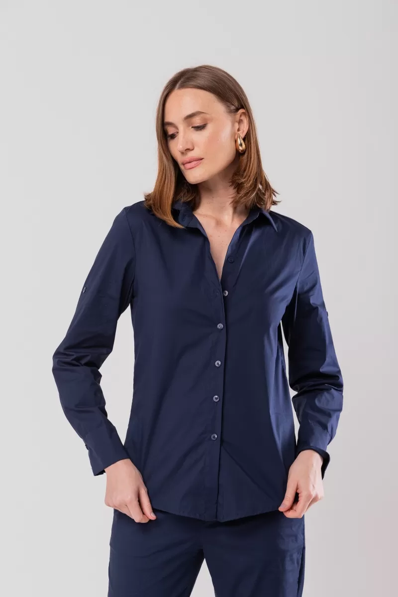 Hidrogênio - CINCHED SHIRT WITH MARTINGALE TRICOLINE WITH NAVY LYCRA - 20128004