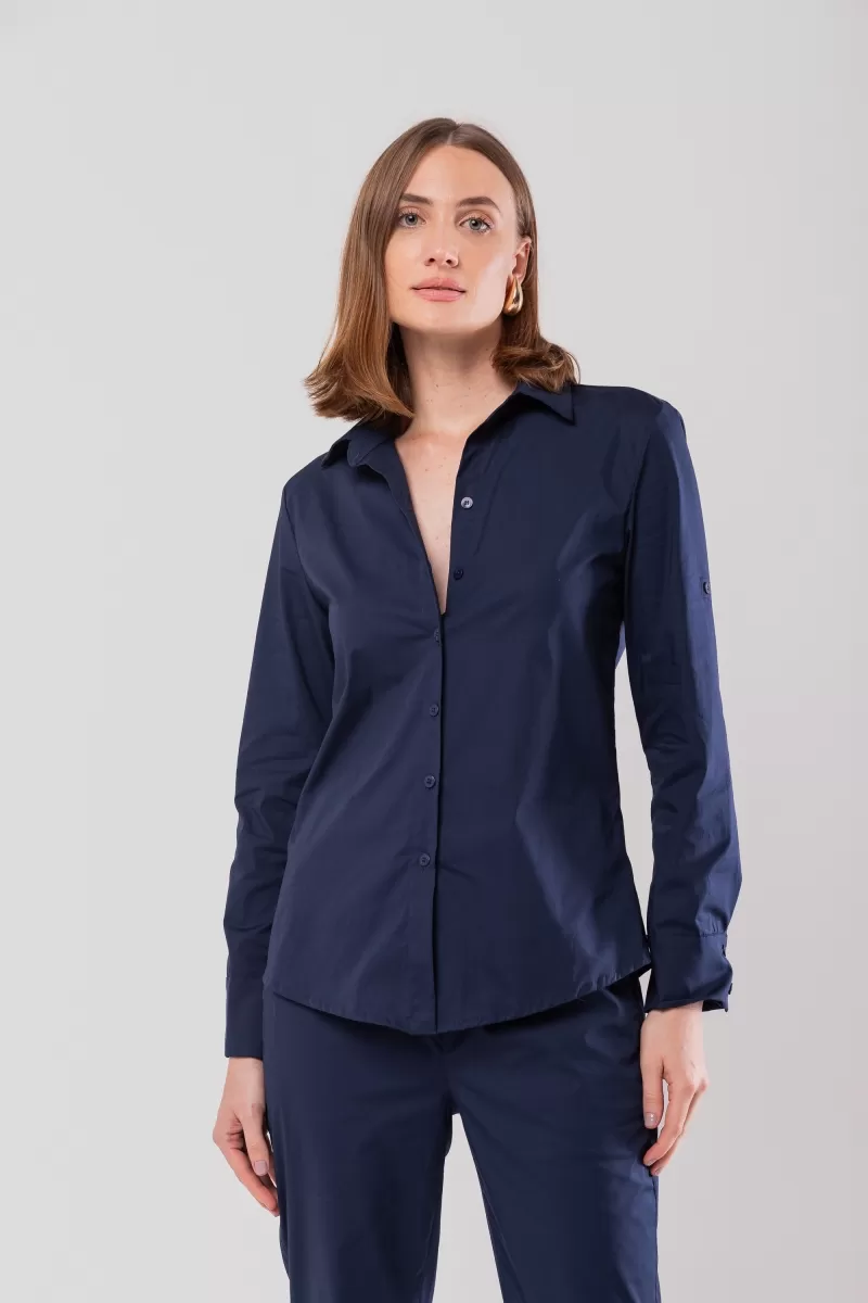 Hidrogênio - CINCHED SHIRT WITH MARTINGALE TRICOLINE WITH NAVY LYCRA - 20128004