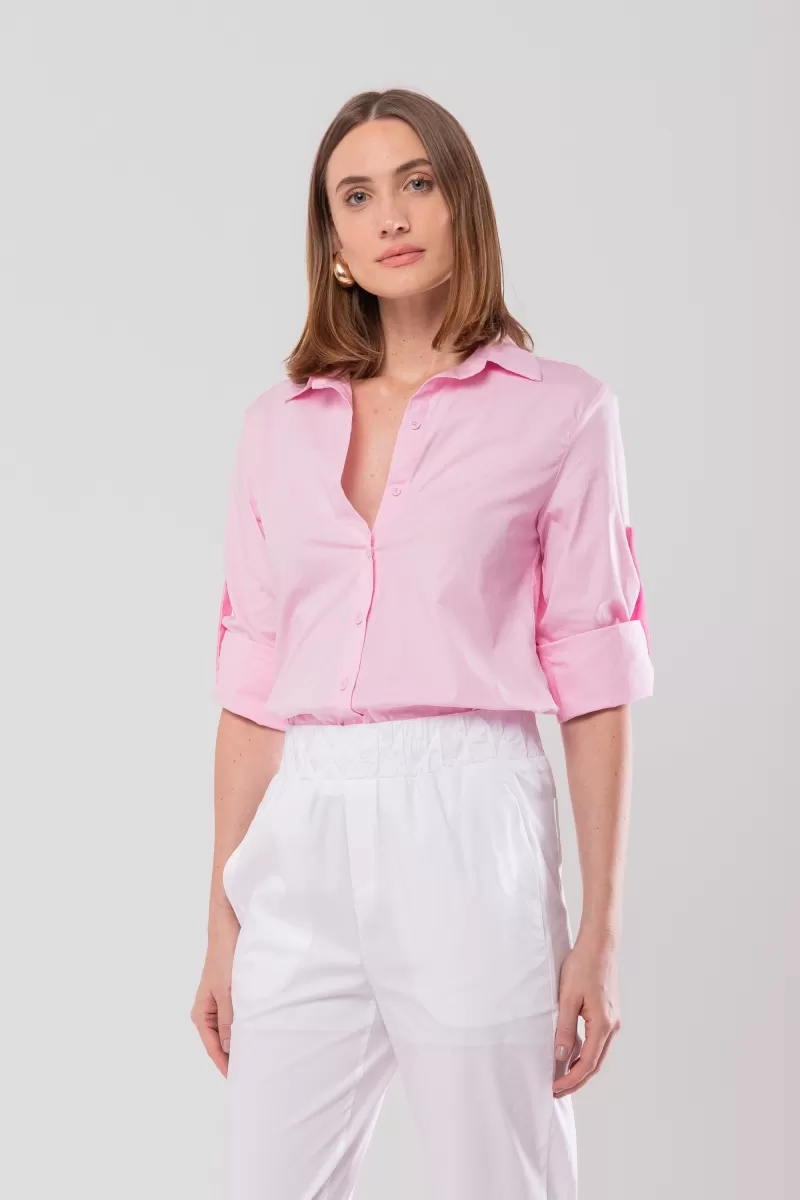 Hidrogênio - CINCHED SHIRT WITH MARTINGALE TRICOLINE WITH PINK LYCRA - 20128021