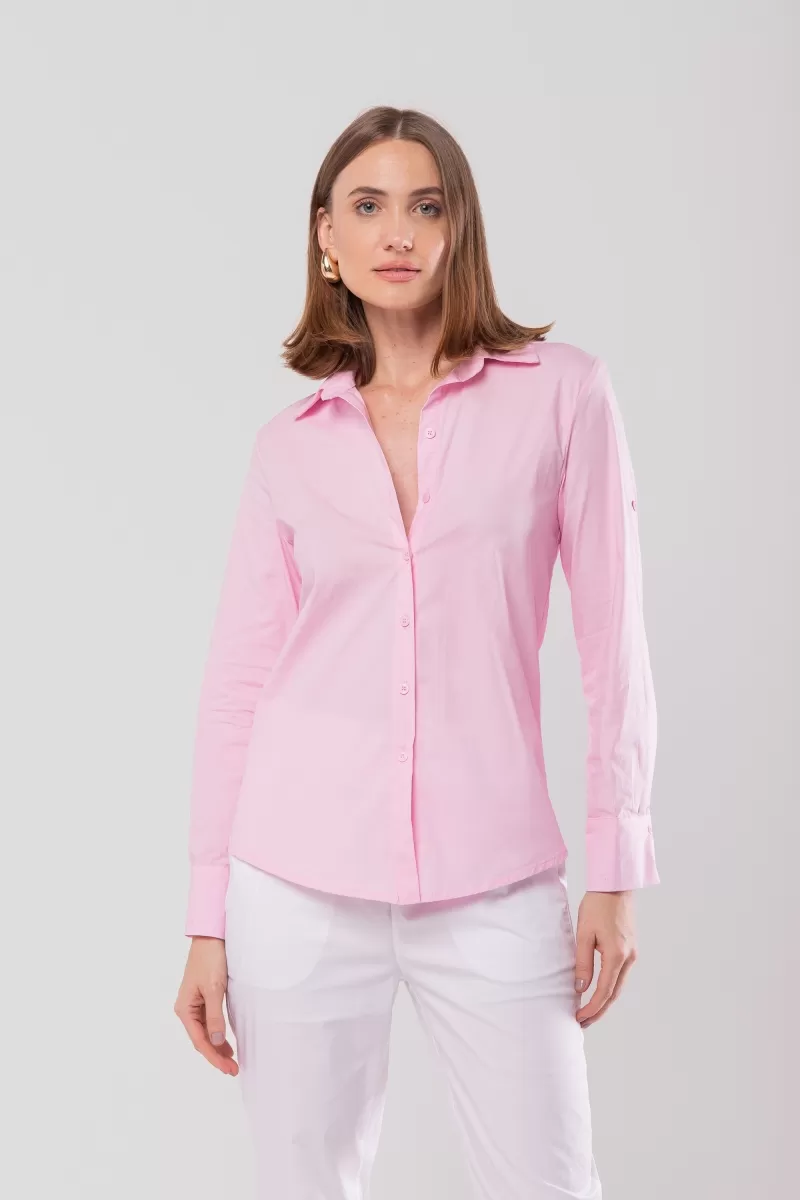 Hidrogênio - CINCHED SHIRT WITH MARTINGALE TRICOLINE WITH PINK LYCRA - 20128021