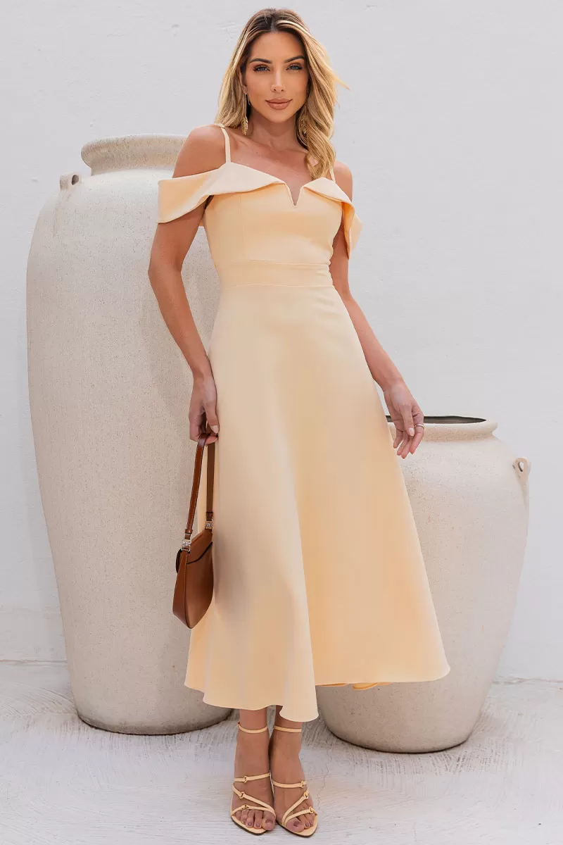 Miss Misses - Miss Misses Flavia Off-the-Shoulder Yellow Dress - 54294AMA