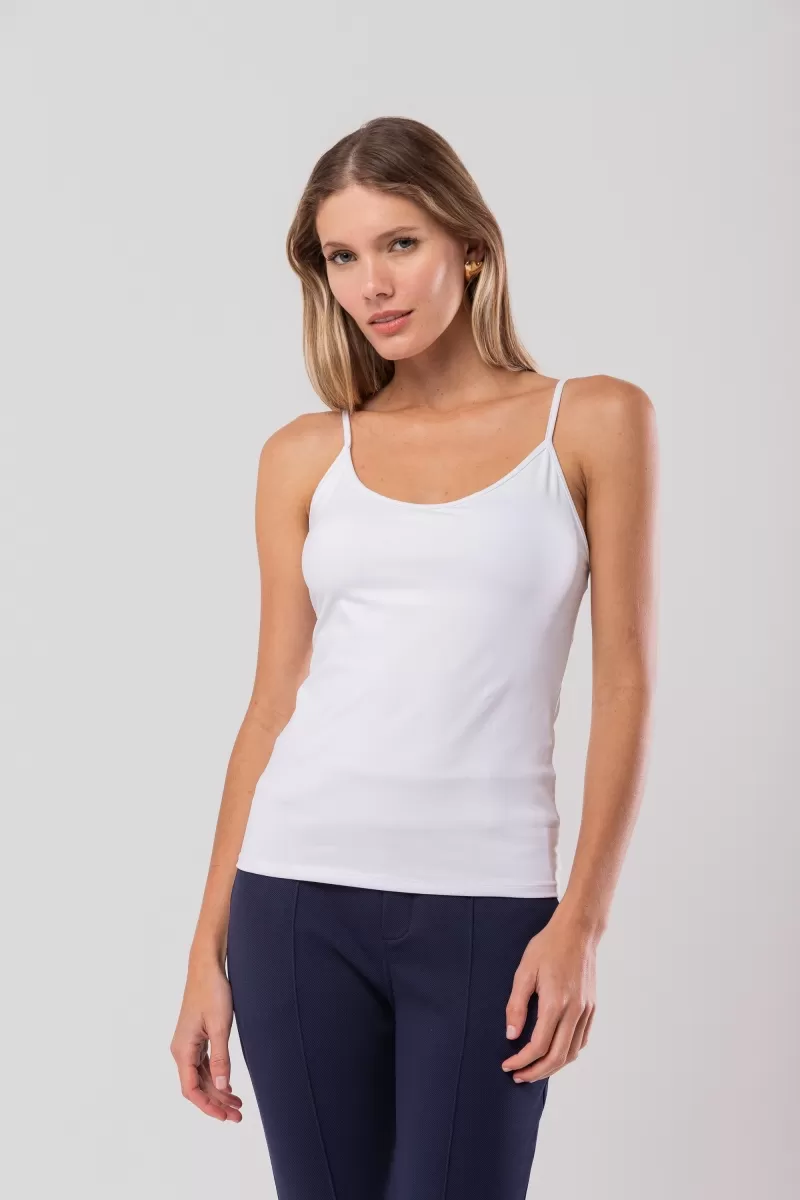 Hidrogênio - WHITE GALAON STRAP UP TANK TOP - 20161002