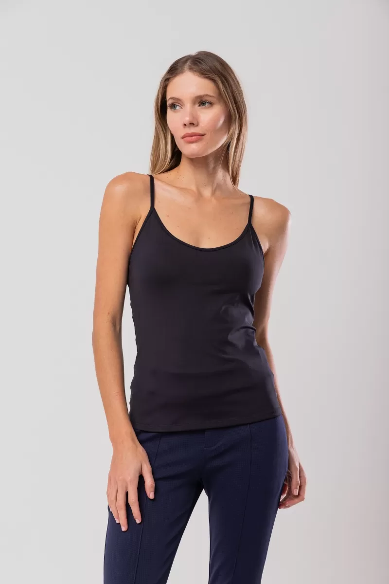 Hidrogênio - BLACK GALAON STRAP TANK TOP - 20161001