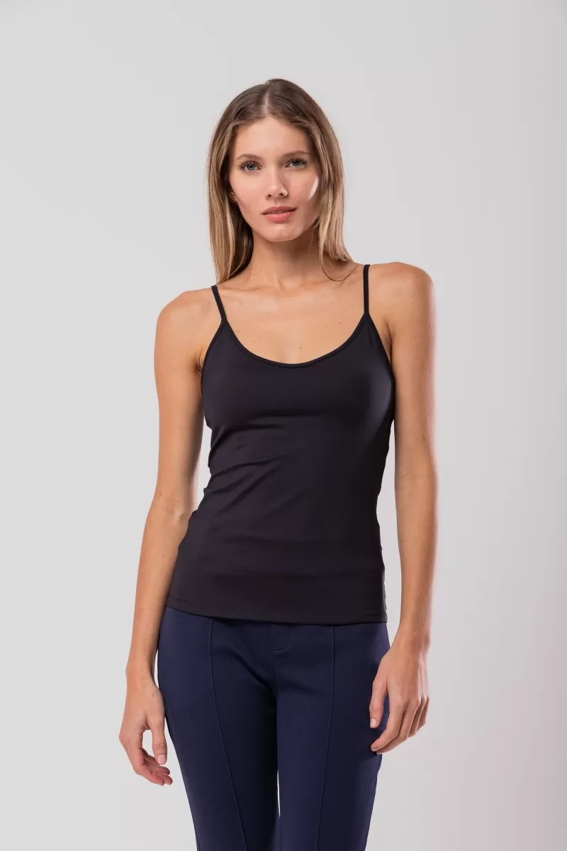 Hidrogênio - BLACK GALAON STRAP TANK TOP - 20161001