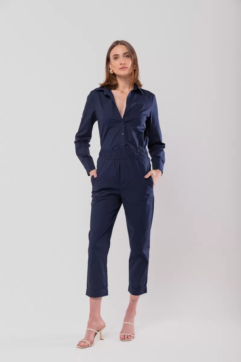 Hidrogênio - CARROT PANTS WITH ELASTIC TRICOLINE COSTUME LUIZA NAVY - 20135004