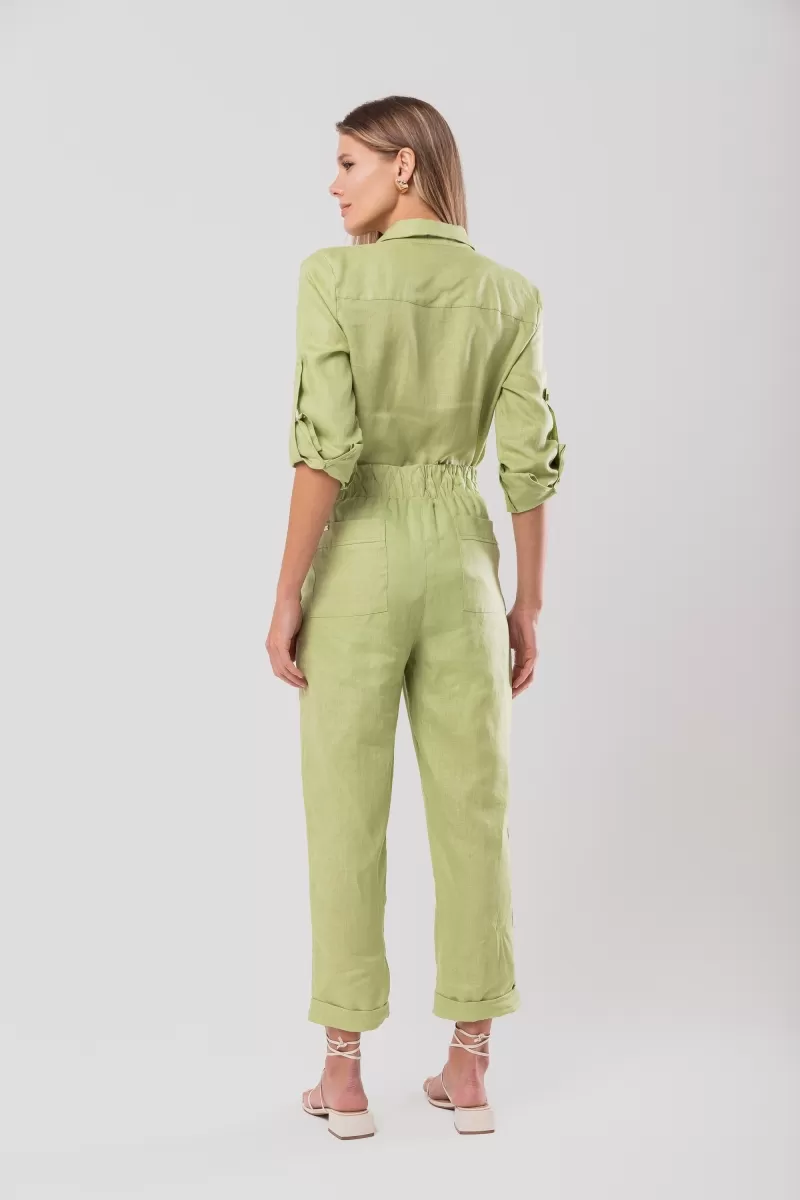 Hidrogênio - CALÇA CENOURA POLIANA LINHO 100% VERDE - 19886009